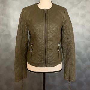 Ci Sono By Cavalini Olive Faux Leather Jacket M